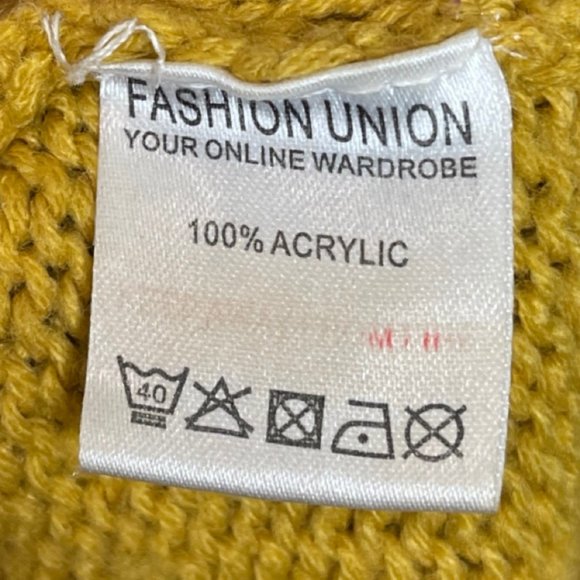 FASHION UNION | Mustard Yellow Chunky Knit Long Sleeve Sweater | Size M - Picture 7 of 10